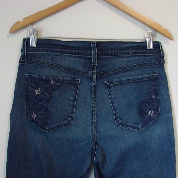 NYDJ Jeans Marilyn Straight Leg Ankle Raw Hem Stretch Lift Tuck Dark Wash Size 6 - Picture 14 of 16